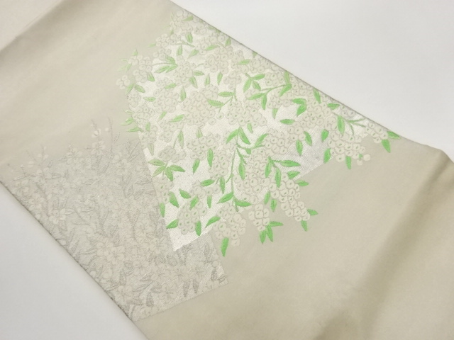 JAPANESE KIMONO / FLOWER PATTERN WEAVING COLORED PAPER NAGOYA OBI